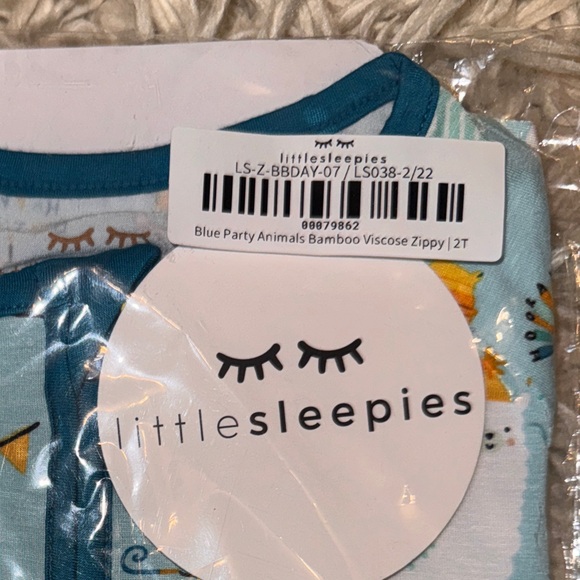Little Sleepies Blue Party Animal Birthday Kids Bamboo Zippy Pajama 2T NEW 🎈 - Picture 6 of 7
